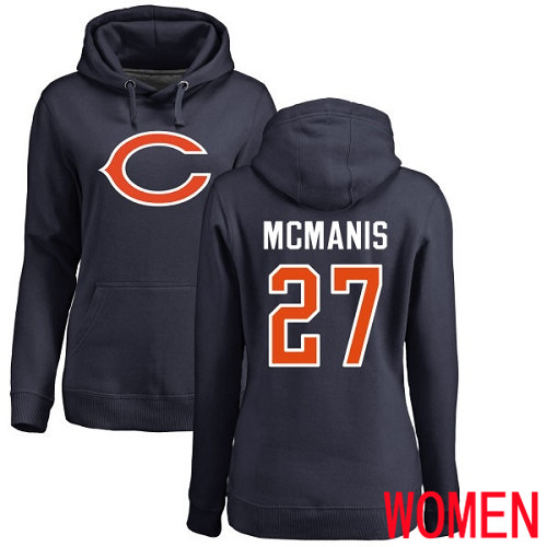 Chicago Bears Navy Blue Women Sherrick McManis Name and Number Logo NFL Football #27 Pullover Hoodie Sweatshirts->nfl t-shirts->Sports Accessory